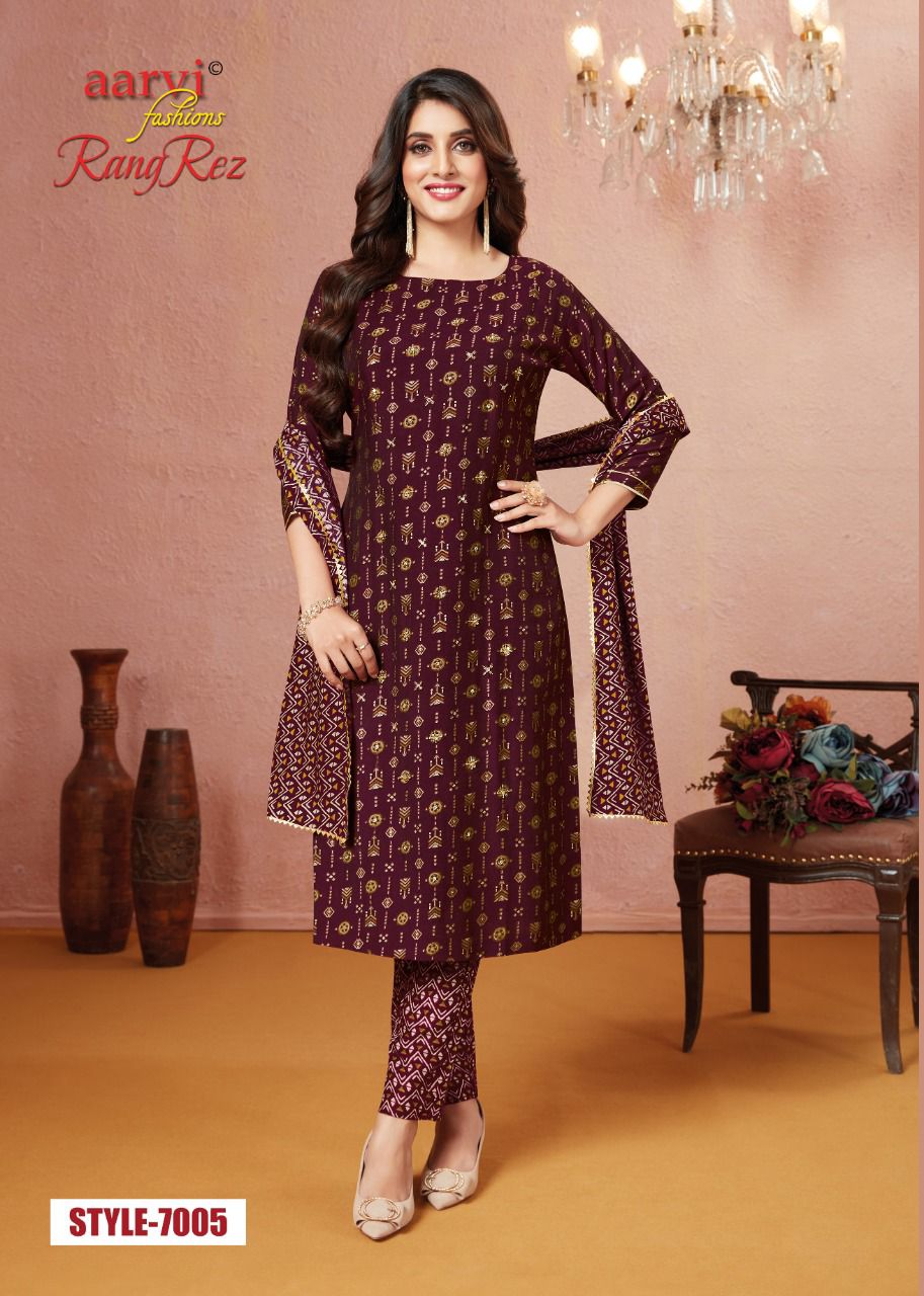 Aarvi Rangrez 1 Wholesale Kurti With Bottom Dupatta Collection